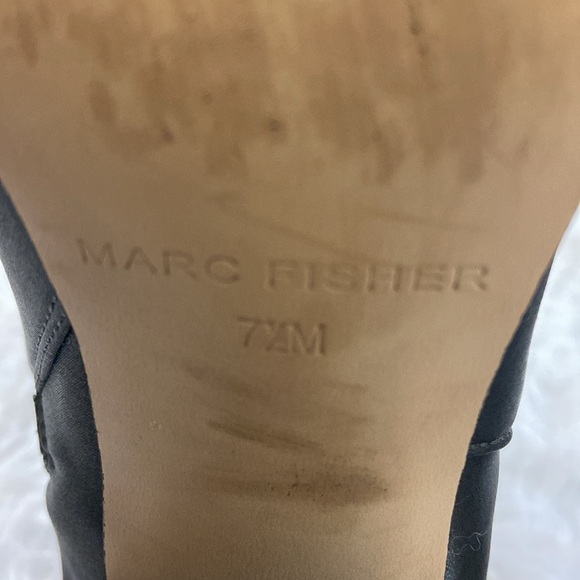 MARC FISHER BLACK SATIN JANIE WOMEN ANKLE BOOTS. SIZE-7 1/2. M. - Picture 6 of 9